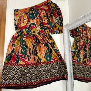 Symmetrical one sleeve multi colour dress